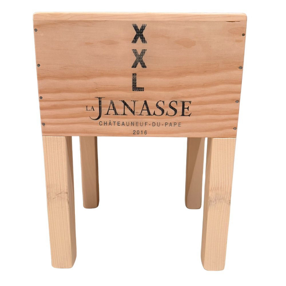 Weinkisten-Hocker "LA JANASSE" - Unikat