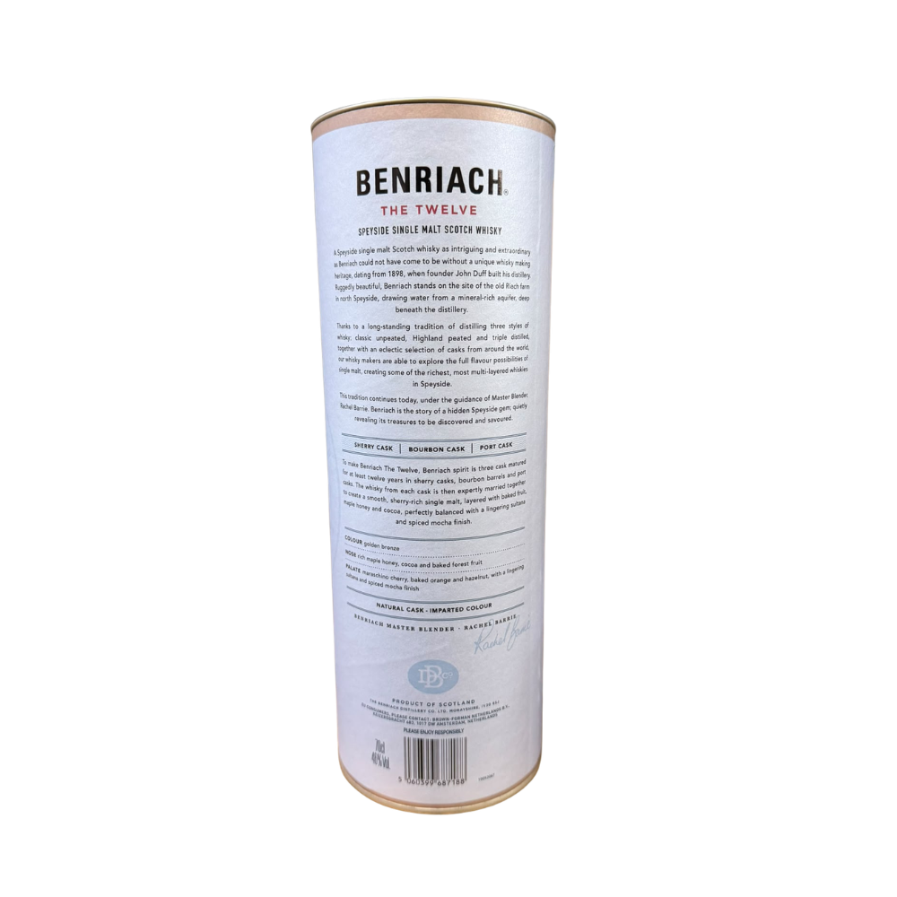 Gratis abzugeben! Leere BENRIACH - The twelve Dose